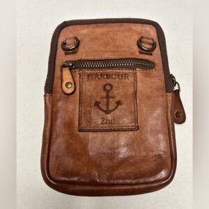 Harbour 2Nd brown distressed leather crossbody bag phone card holder. Miss Strap